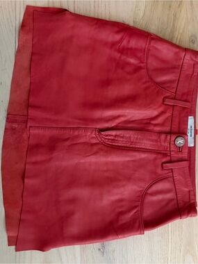 One Teaspoon Red Leather Skort